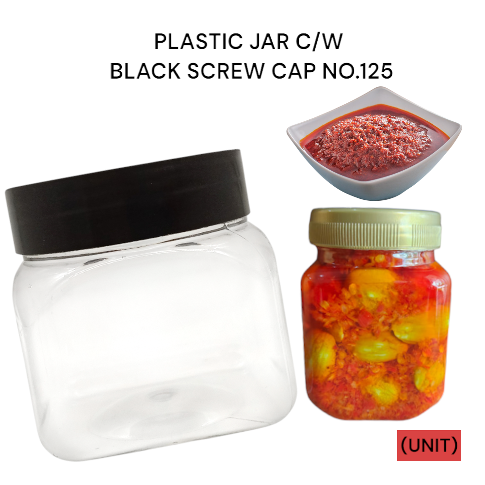 PLASTIC JAR C/W BLACK SCREW CAP NO.125 PER UNIT