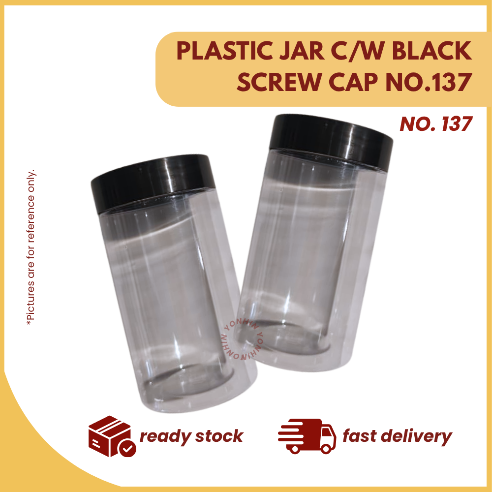 PLASTIC JAR C/W BLACK SCREW CAP NO.137 PER UNIT