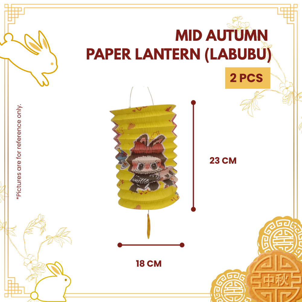 MID AUTUMN PAPER LANTERN (LABUBU)+HANDLE 2PCS-PKT-R