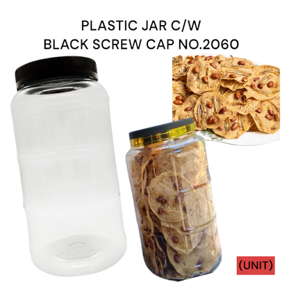 PLASTIC JAR C/W BLACK SCREW CAP NO.2060 PER UNIT